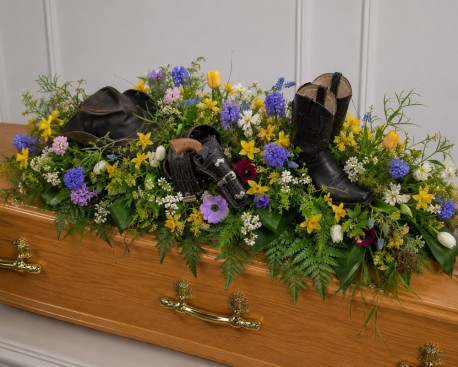 Cowboy Themed Personalised Casket Tribute